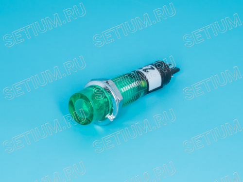 Лампа неоновая с резистором 220В в корпусе круглая мини, зеленая