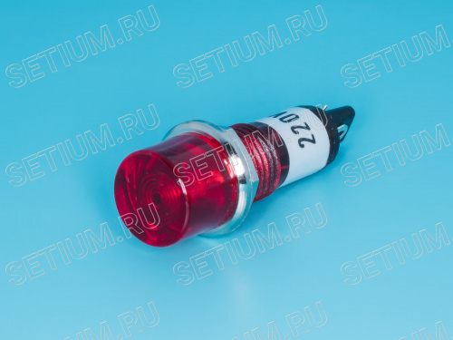 Лампа неоновая 220 В с резистором, d 12 мм, красная