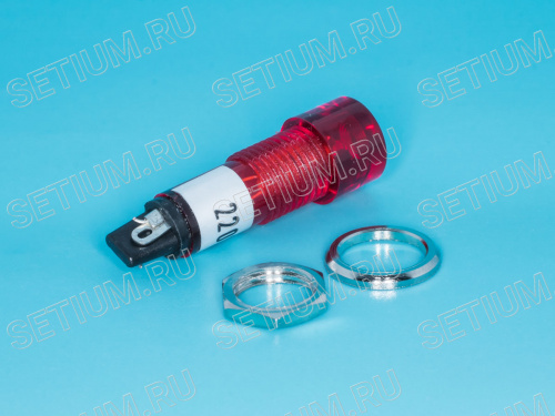 Лампа неоновая 220 В с резистором, d 12 мм, красная фото 2