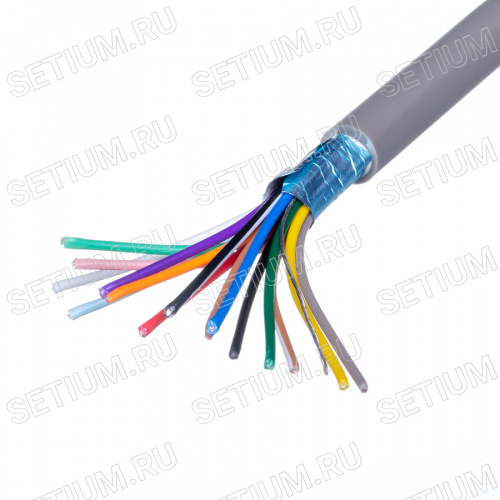Кабель коммуникационный 15 проводов, 26 AWG, бухта 50м, экранированный, серый
