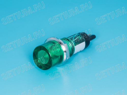 Лампа неоновая 220 В с резистором, d 12 мм, зеленая