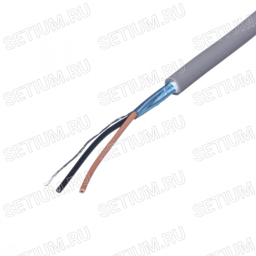 Кабель коммуникационный 2 провода, 26 AWG, бухта 50м, экранированный, серый