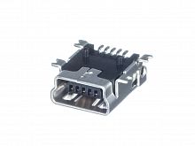 Разъем mini USB, гнездо на плату поверхностный монтаж, 5 контактов USB/M-1J