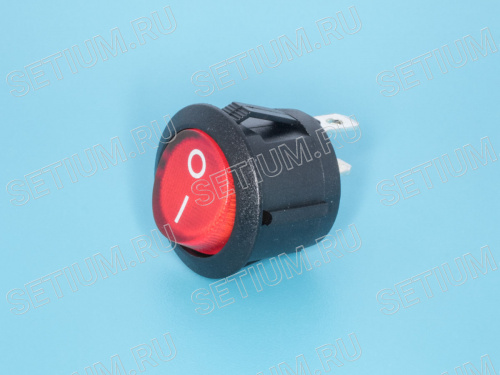 Выключатель 220В 2 контакта круглый, d 20мм, красный, вкл-выкл