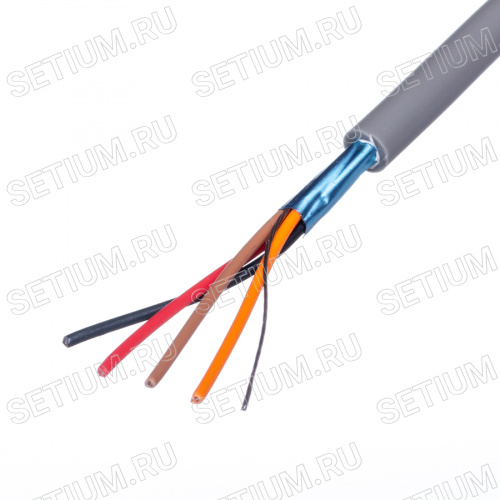 Кабель коммуникационный 4 провода, 24 AWG, бухта 50м, экранированный, серый