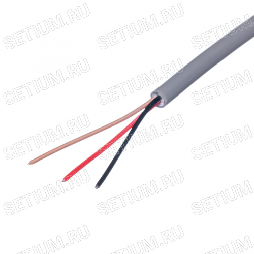 Кабель коммуникационный 3 провода, 28 AWG, бухта 50м, неэкранированный, серый