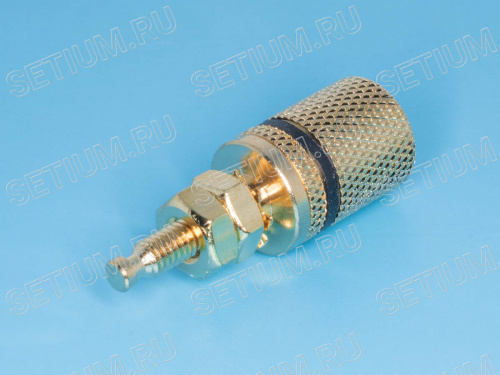 Клемма на приборный блок 4мм, позолоченная, черная фото 3