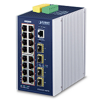 Промышленный управляемый L3 коммутатор 16 портов 1Гб/с PoE + 4 SFP слота 2.5Гб/с