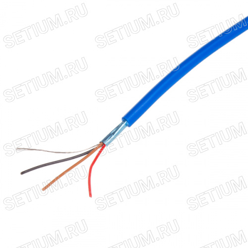 Кабель коммуникационный 3 провода, 28 AWG, бухта 50м, экранированный, синий CCC-3GL