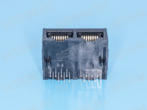Разъем RJ-45 на плату 8P8C, тип 9, 2 гнезда TJ9-8P8C-02 фото 2
