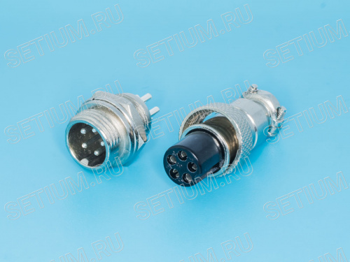 Разъем M12 5 контактов розетка на кабель, вилка на блок, тип GX12, комплект AC-M12-5 фото 4