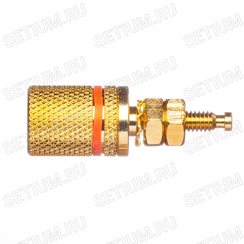 Клемма на приборный блок 4мм, позолоченная, красная фото 2