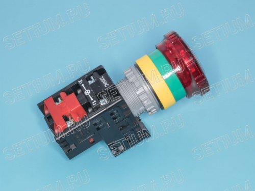 Кнопка управления с поворотной головкой, с подсветкой, с фиксацией, d 38мм, НЗ, красная(TN2IK2RN-1B) фото 4