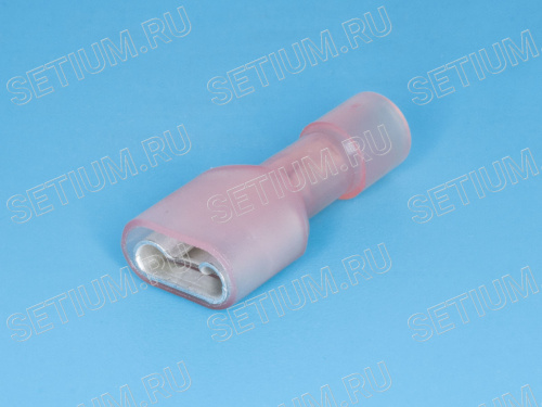 Клемма ножевая 6,3мм, гнездо на провод 0,25-1,0мм, полностью изолированная под контакт 0,8мм, кратно 100шт