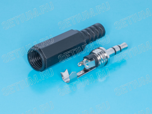 Штекер аудио 3,5мм, стерео, пластмассовый корпус AUD-11 фото 3