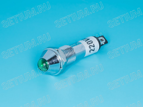 Лампа неоновая с резистором 220В в корпусе, зеленая фото 4