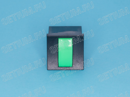Кнопка мини без фиксации, зеленая в черном корпусе фото 4