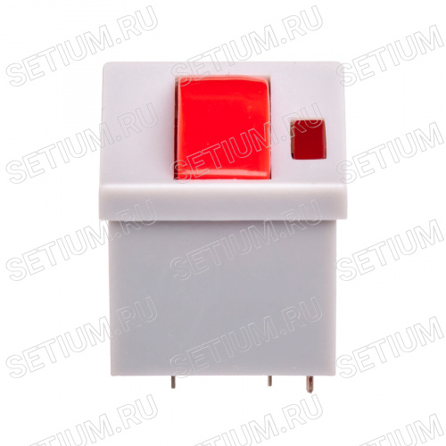 Кнопка мини с фиксацией, красная в сером корпусе с красным индикатором фото 2