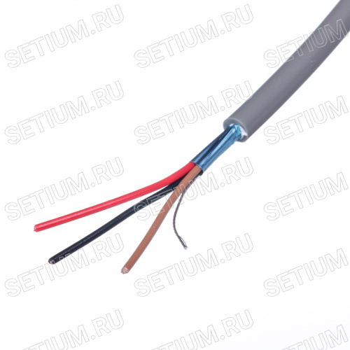 Кабель коммуникационный 3 провода, 26 AWG, бухта 50м, экранированный, серый