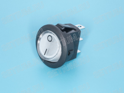 Выключатель 220В 3 контакта круглый, d 20мм с подсветкой, белый, вкл-выкл