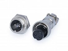 Разъем M12 2 контакта розетка на кабель, вилка на блок, тип GX12, комплект AC-M12-2