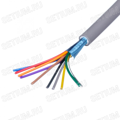 Кабель коммуникационный 9 проводов, 26 AWG, бухта 50м, экранированный, серый