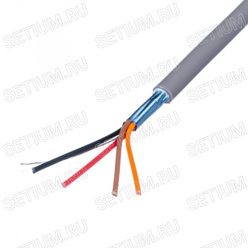 Кабель коммуникационный 4 провода, 26 AWG, бухта 50м, экранированный, серый