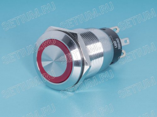 Кнопка управления герметичная, с подсветкой, без фиксации, d 22 мм, 2НР+2НЗ, красная фото 5