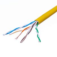 Кабель Витая пара 8 проводов, кат. 5е, многожильный, (PCnet),  бухта 300м, желтый PCnet