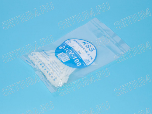 Стяжка 100x2,5мм с крепежным отверстием, белая, упак. 100 шт. TCV-100 фото 4