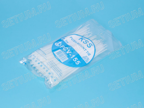 Стяжка 155x3,5мм с крепежным пистоном, белая, упак. 100 шт. фото 3 Стяжка 155x3,5мм с крепежным пистоном, белая, упак. 100 шт. PCV-155 фото 3