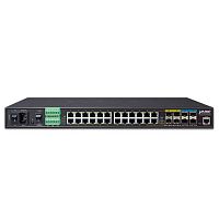 Промышленный управляемый L3 коммутатор 20 портов 1Гб/с + 4 слота 1Гб/с SFP + 4 слота 10Гб/с SFP+