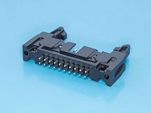 Разъем IDC 2х10 вилка на плату, шаг 2.54мм, с защелками SCM-20