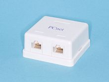 EBKU-2-4 Розетка компьютерная, 2 порта RJ-45, 8P8C, кат.5е, универсальная, PCnet