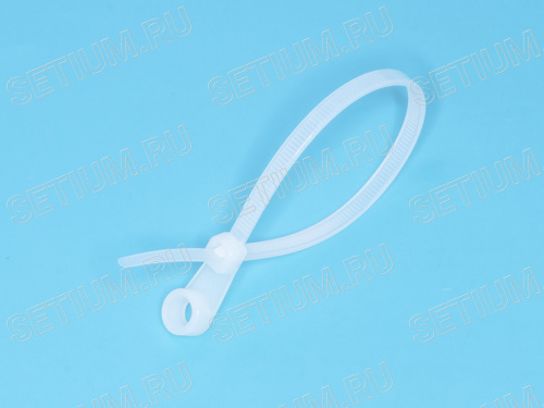 Стяжка 155x3,7мм с крепежным отверстием, белая, упак. 100 шт. TCV-155