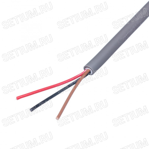 Кабель коммуникационный 3 провода, 26 AWG, бухта 50м, неэкранированный, серый
