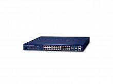 Стекируемый управляемый PoE коммутатор L2+ 24 портa 1Гб/с 802.3at PoE  + 4 слота 10Гб/с SFP+  