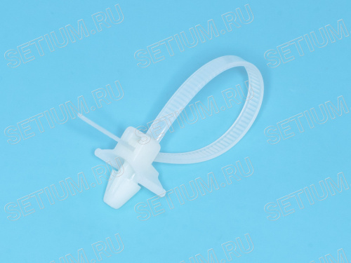 Стяжка 130x4,8мм с крепежным пистоном, белая, упак. 100 шт. PWV-130