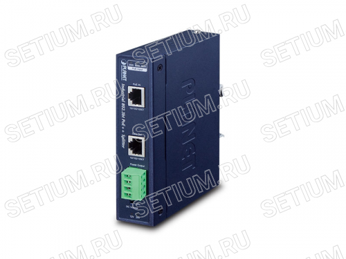 Промышленный PoE сплиттер Planet 10/100/1000 Мб/с 802 3bt PoE++ type 4 PD, 12В/24В, PoH совместимый IPOE-173S