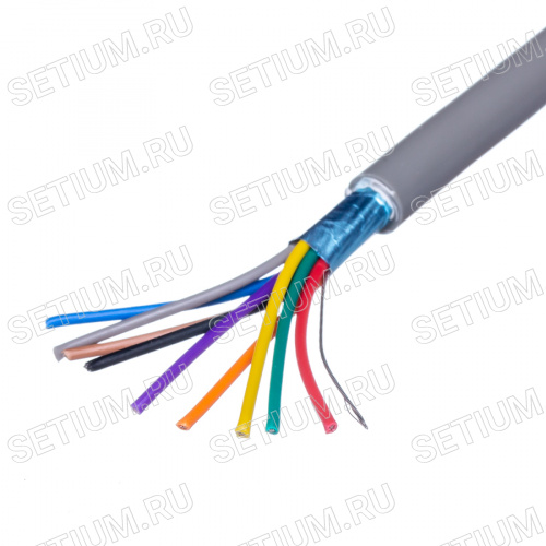 Кабель коммуникационный 9 проводов, 24 AWG, бухта 50м, экранированный, серый