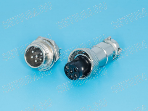 Разъем M12 6 контактов розетка на кабель, вилка на блок, тип GX12, комплект AC-M12-6 фото 4